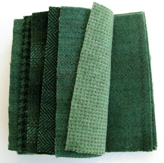 Hand Dyed Wool Fabric in Sea Water green and emerald Etsy