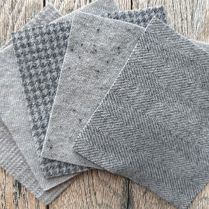 Hand Dyed Wool Fabric in Bunny Taupe 5" x 5" Pack of Five image 1