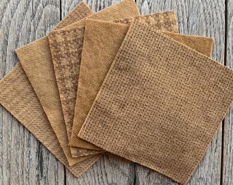 Hand Dyed Wool Fabric: Sandy Beach Felted Charm Pack (5" x 5")