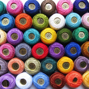 Size 8 Finca Pearl Cotton - You Pick 3! Click on arrow on the right of the picture to see all 4 charts - Each one is approx 77 yards