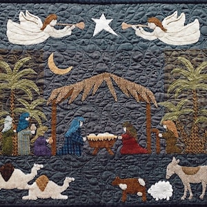 Wool Applique Christmas Pattern - Our Saviors Birth - Nativity - Birth of Jesus -  BPJ 401