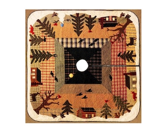 Woodland Christmas Tree Skirt Pattern: Cabin, Snowman, Wildlife Applique (TT10022 )