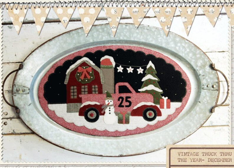 Christmas Vintage Truck Applique Pattern Wool Applique Etsy