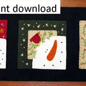 Snowman Trio Wool Applique Table Runner Pattern (PDF Download)