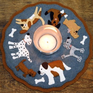 Puppy Dog Wool Applique Candle Mat Kit - BR 195 KIT