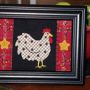 Spotted Chicken Candle Mat or Penny Rug Wool Applique and Embroidery Pattern SU 103 image 2
