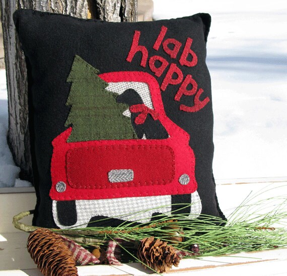 lab christmas pillow
