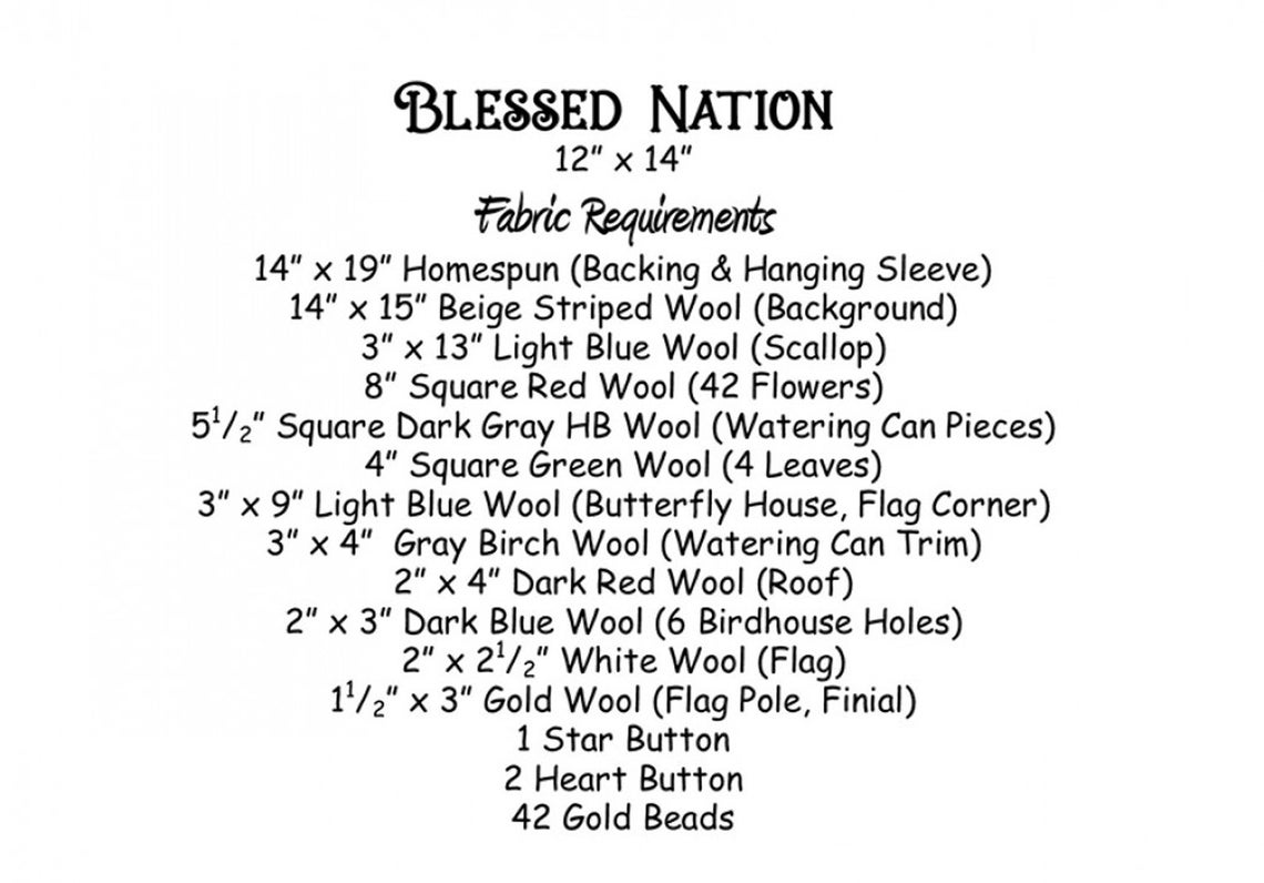 Blessed Nation Wool Applique Pattern With Embroidery - Scripture ...