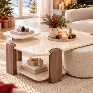 Modern Pedestal Side Table, Square Accent Table, Ribbed Column Design, Contemporary Living Room Furniture