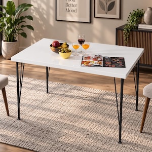 Modern Dining Table, Study Desk , Contemporary Dining Room Table, Minimalist Dining Table, Metal Leg Table