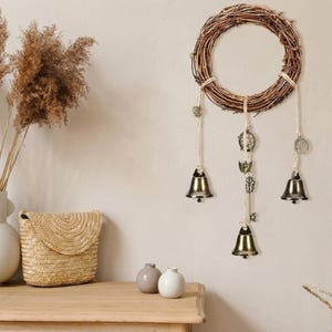 Vintage Style Key Bell Pendant, Door Knob Charm, Rustic Hanging Ornament, Cottage Home Accent