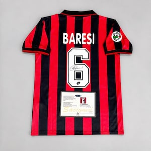 Camiseta firmada del AC Milan Baresi #6, camiseta retro de fútbol italiano, artículo de colección de fútbol, regalo para aficionados al fútbol, recuerdos deportivos