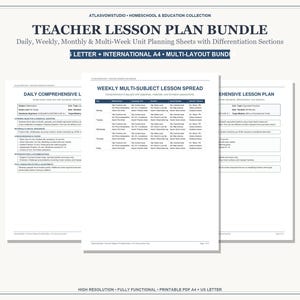 Peut inclure: Un ensemble de plans de cours pour enseignants comprenant des feuilles de planification quotidiennes, hebdomadaires et mensuelles. Les documents incluent des sections pour les leçons quotidiennes, les plannings hebdomadaires et la différenciation.