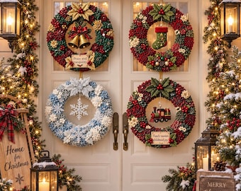DIY Christmas Wreath Fabric Poke Art Kit | 3D Holiday Craft Supplies | Adult Crafting Gift | DIY Home Decor | Not a Finished Wreath