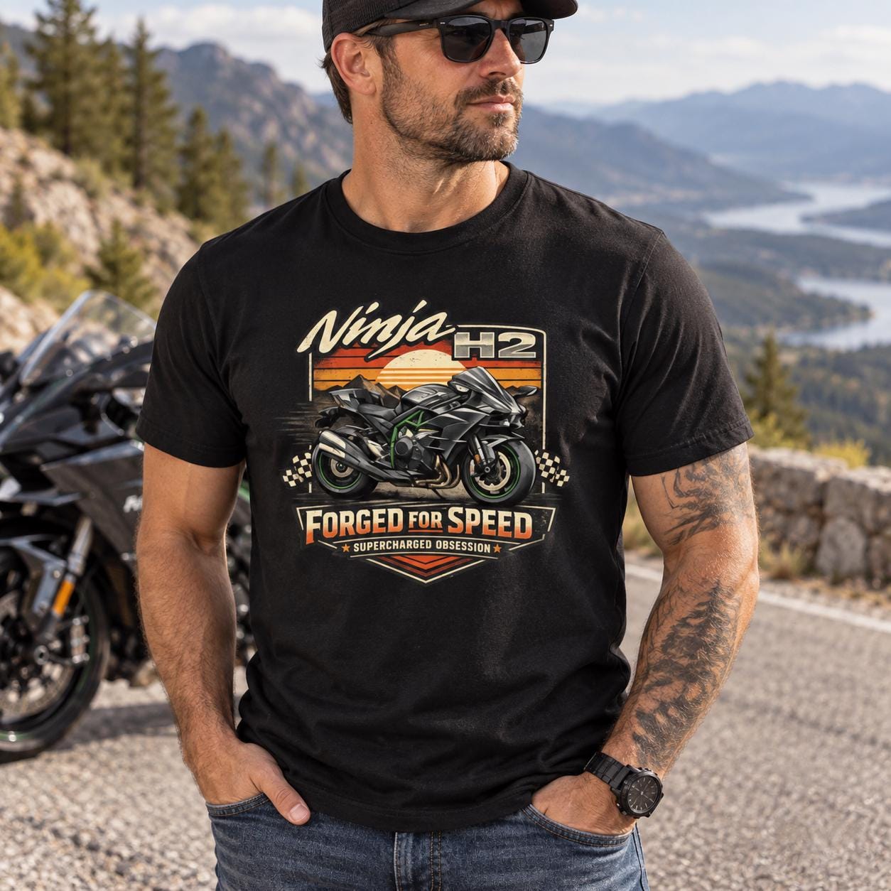 限定品-新品トップガン NinjaH2 Kawasaki公式 Tシャツ L Ninja H2 Shirt - Etsy