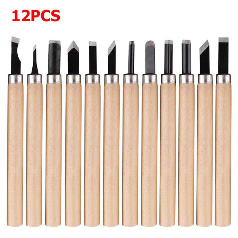 12pcs Wood Carving Chisel, Hand Gouges & Knife Kit, Whittling Tools for DIY Woodworking, Beginner to Professional Carving Kit bild 8