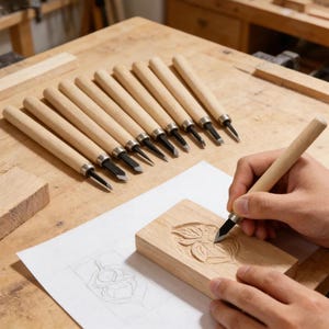 12pcs Wood Carving Chisel, Hand Gouges & Knife Kit, Whittling Tools for DIY Woodworking, Beginner to Professional Carving Kit bild 5