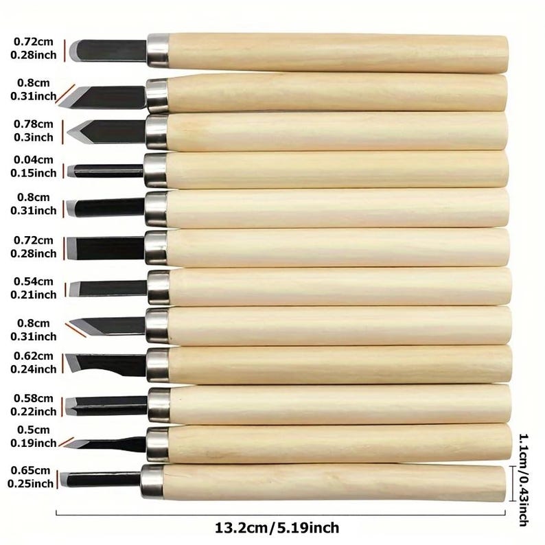 12pcs Wood Carving Chisel, Hand Gouges & Knife Kit, Whittling Tools for DIY Woodworking, Beginner to Professional Carving Kit bild 4