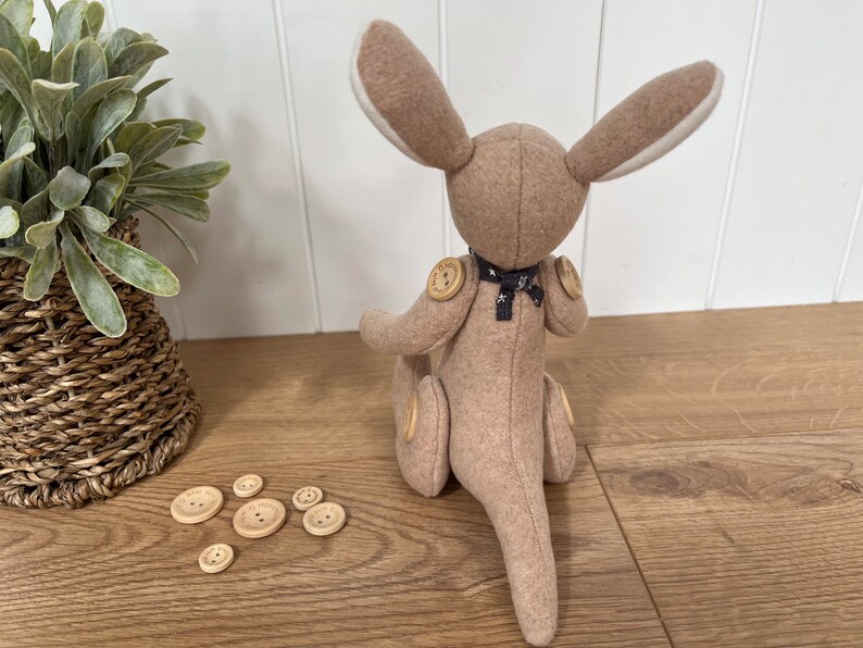 Personalised wool blend kangaroo plush with star scarf image 3