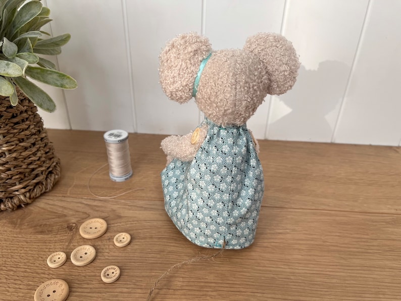 Personalised boucle Mouse plush with Tilda dress image 3