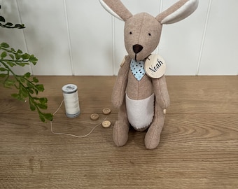 Personalised wool blend kangaroo plush with star scarf