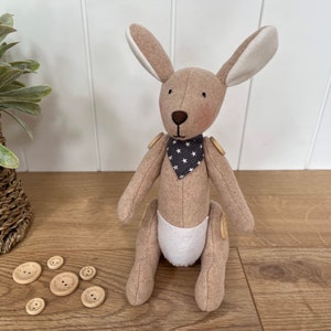 Personalised wool blend kangaroo plush with star scarf image 5