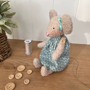 Personalised boucle Mouse plush with Tilda dress image 2