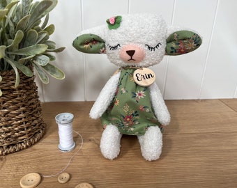 Personalised boucle lamb plush with Tilda dress