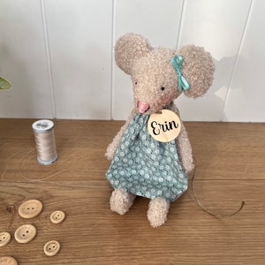 Personalised boucle Mouse plush with Tilda dress image 1