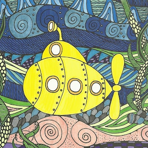 Impression colorée - &quot;Sous-marin jaune&quot;