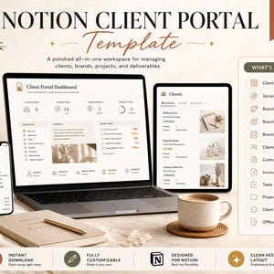 Modello per il portale clienti Notion, dashboard CRM, gestione fatture (download digitale)