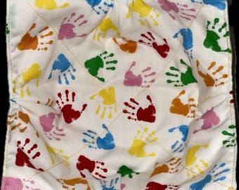 Microwave Bowl Cozy, Multicolored Handprints