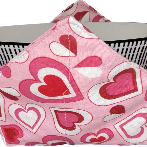 Red Pink White Hearts Microwave Bowl Cozy