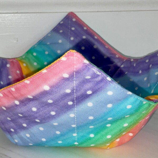 Pastel Rainbow Microwave Bowl Cozy