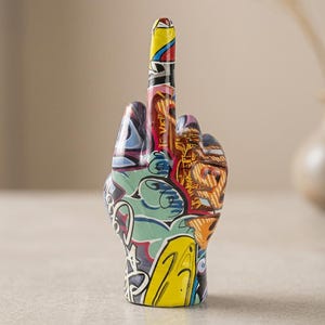 Middle Finger Figurine, Middle Finger Statue, Graffiti Hand Sculpture, Resin Hand Figurine, Hand Gesture Figurine, Middle Finger Desk Statue
