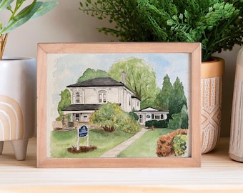 Aquarell Druck, Einweihungsparty Geschenk, Aquarell Druck, Home Portrait, Geschenk für Sie, Hochzeitsgeschenk Idee, Home Print