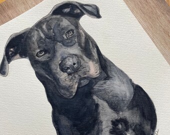 echtes Aquarell Haustier Porträt, nicht digital, benutzerdefinierte Haustier Porträt, Haustier Gedenkstätte, Haustier Liebhaber Geschenk, nachdenkliches Geschenk, Hundemalerei