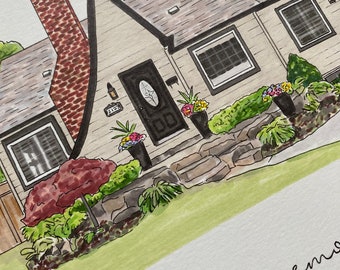 Custom House Portrait | Hand Painted l Watercolor Portrait | Housewarming Gift | First Home Gift | Christmas Gift l Realtor Closing Gift