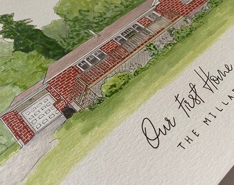 Benutzerdefinierte Haus Portrait, Bild zu Gemälde, personalisierte Aquarell Kunst, Geschenk für neues Zuhause, Makler Abschlussgeschenk, House Warming