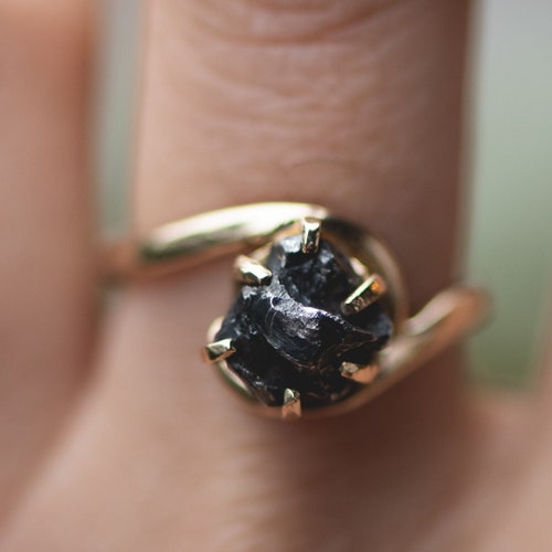 Meteorite Ring With White Gold or Yellow Gold and Campo Del - Etsy