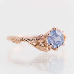 The Bramble Ring - Periwinkle Blue Hexagon Sapphire Ring, Elvish Engagement Ring,