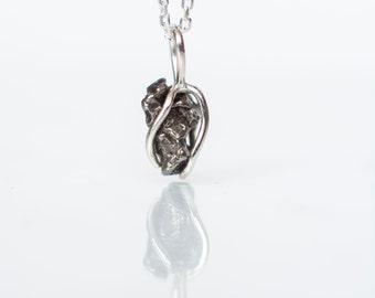 Meteorite Pendant, Small - Campo del Cielo and Sterling Silver, Caned Gemstone Necklace