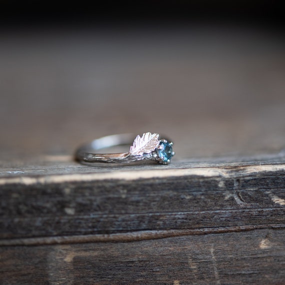 Nature-inspired solitaire engagement ring with bark texture