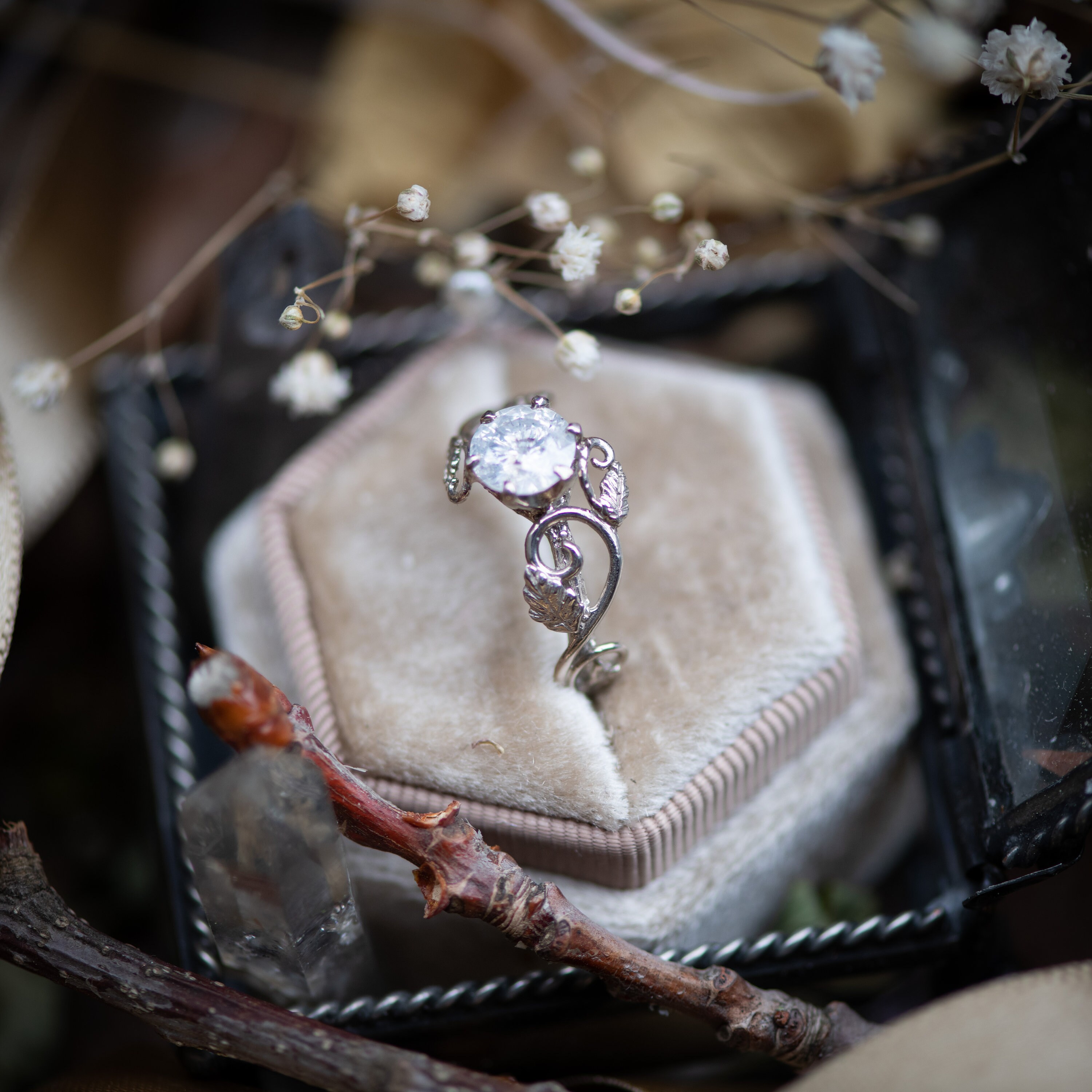 Elvish Engagement Ring In 14k Palladium White Gold With Icy Etsy Elvish Engagement Ring In 14k Palladium White Gold With Icy Etsy
