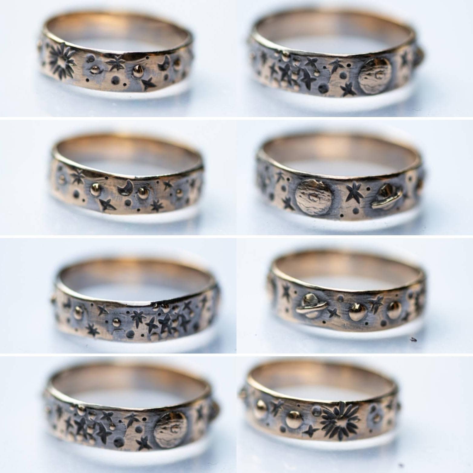 Custom Solarsystem Ring in Yellow Rose or White Gold 14k, Handmade ...