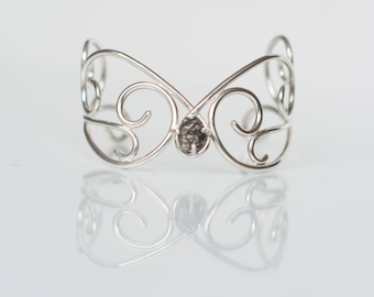 Meteorite Cuff Bracelet Campo del Cielo and Swirly Silver