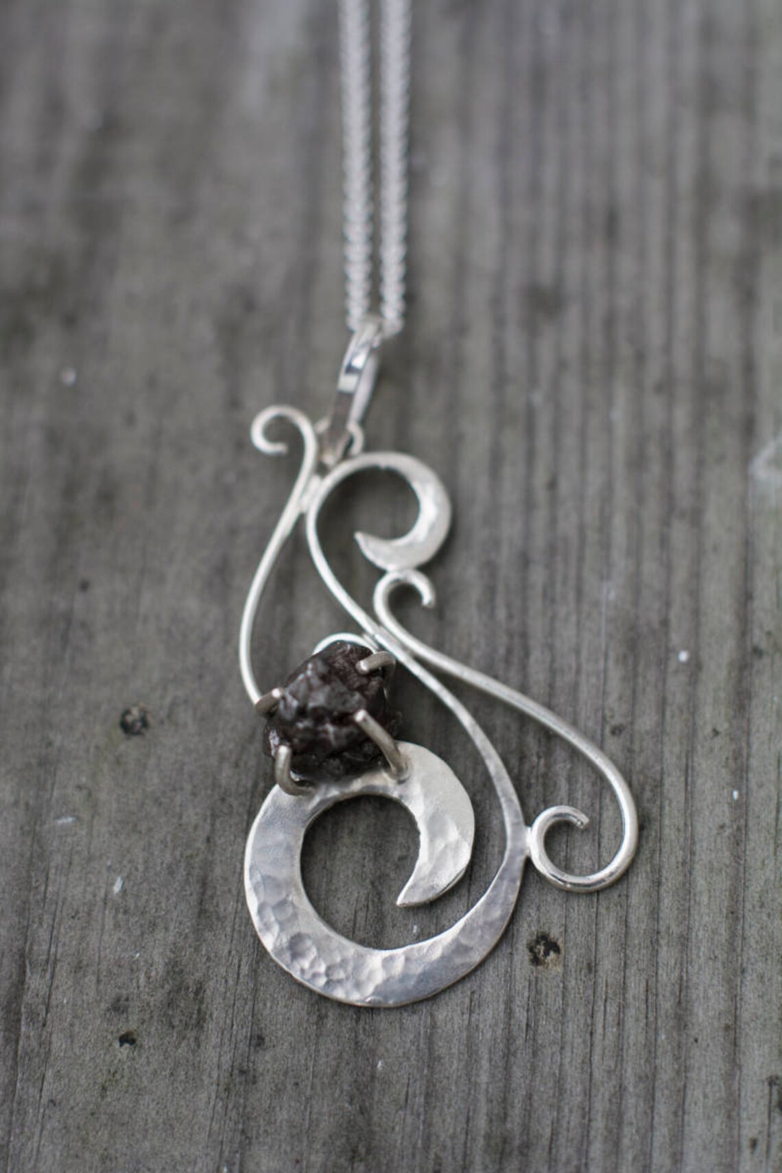 Meteorite Moon Necklace - Genuine Campo del Cielo Meteorite