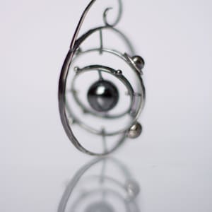 Solar System Necklace Pendant - Spinning Solar System 925 Sterling silver Pendant- Geeky Jewlery Kinetic Necklace Orrery
