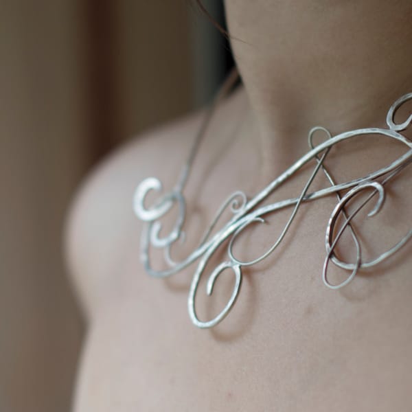 Hammered silver necklace