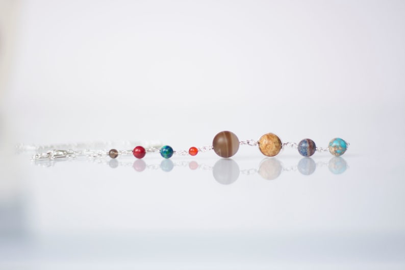 Solar System Backlace Necklace Stone Bead Planets image 1